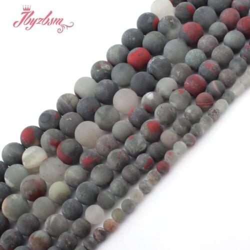 Natural Bloodstone Heliotrope Frost Matte Round Beads Ball Loose 4/6/8/10/12MM Stone Beads For DIY Necklace Jewelry Making 15"