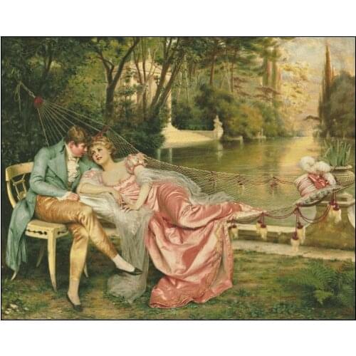 Romantic Date by the River Clear Picture Top Quality Cross Stitch Kits Crafts 14CT Unprinted Embroidered Handmade Art Set Decor
