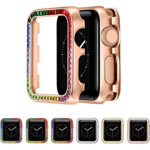 38mm 42mm Luxury Diamond Watch Case for Apple Watch 40mm 44mm Cover for iWatch Series 6 SE 5 4 3 2 1 Replacement Case