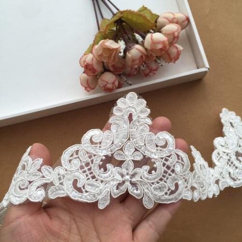 Width 8cm High Quality Car Bone Embrodery Lace Wedding Dress Lace Fabric DIY Veil Cording Trimmings