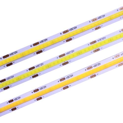 DC12V 24V LED COB LED de luz de tira de 8mm de alta densidad de Flexible cinta regulable Luz lineal de la cinta azul verde