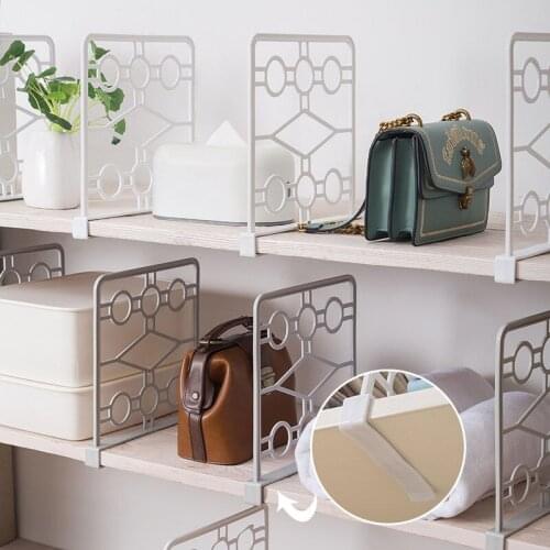 Freely Adjustable Storage Divider Clip-On Storage Rack Closet Cabinet Organizer Bookshelf Clothes Organizer Desktop Accessories