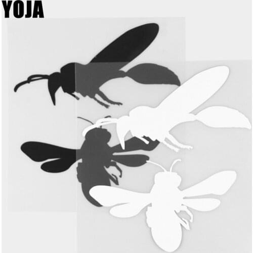 YOJA 10.5×11.4CM Two Flying Bees Pattern Vinyl Decal Cartoon Animals Car Stickers Black/Silver 19C-0288