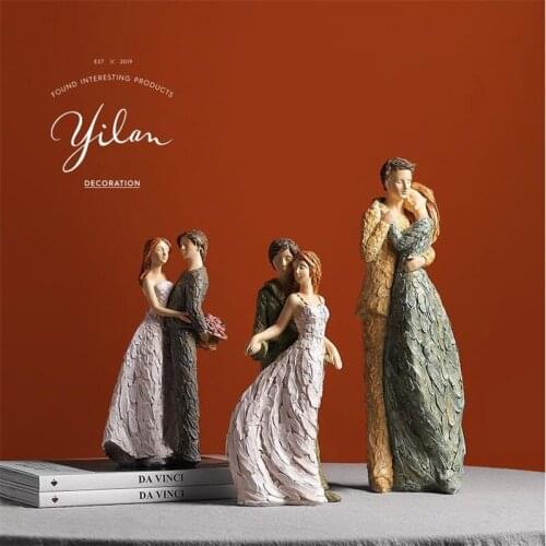 [VIP] Nordic Simple Couple Character Statue Resin Crafts Home Decoration Ornaments Birthday Wedding Valentines Day Gifts