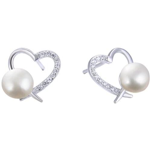 YJAR001824 New Fashion Zircon with Fresh Water Pearl Earrings Temperament Retro Jewelry S925 Sterling Silver Studs