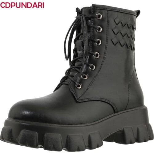 Women White Black High Heels Ankle Boots Ladies Autumn Winter Chunky Platform Punk Short Boots Shoes Bottes Plateforme Femme