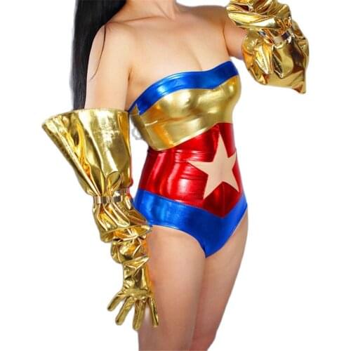 Add Fat Long Gloves 70cm Lantern Sleeve Simulation Leather Imitation Leather Unisex Patent Leather Pure Gold S00493-2
