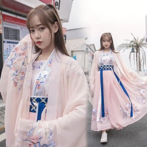 Women Embroidery Hanfu Classical Dance Costume Oriental Fairy Dress Singer Rave Performance Clothes Folk Festival Outfit DF1358