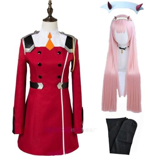02 Zero Two Cosplay Costume DARLING in the FRANXX Cosplay DFXX Women Costume Full Sets Dress Headwear wigs