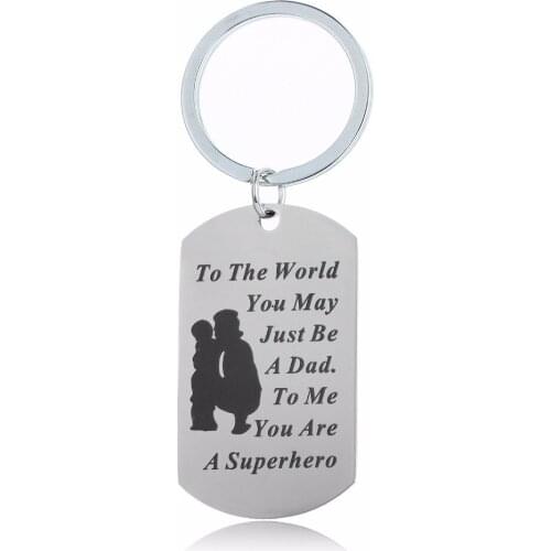 12PC/Lot Engraved To The World You May Just Be A Dad Keychain Stainless Steel Keyring Family Love Daddy Fathers Key Chain Gifts