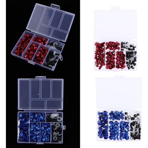 2 Set Fairing Bolt Kit Bodywork Fastener Clips Screws Red & Blue for Motorcycle Sportbike