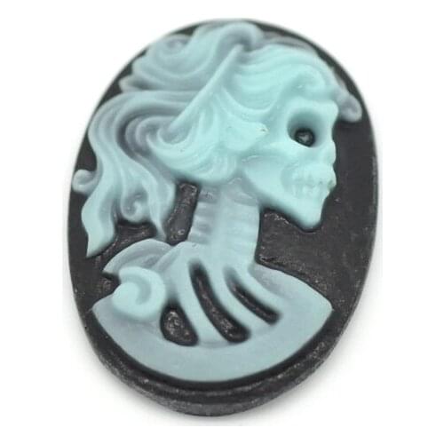 20Pcs Skull Head Resin Beads Decoration Crafts Flatback Cabochon Scrapbooking Fit Phone Embellishments Diy Accessories