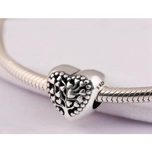 2018 Valentines Day Real 925 Sterling Silver Tree of Love Bead Charm Fit Original Europe Charms Beads Bracelet for Jewelry