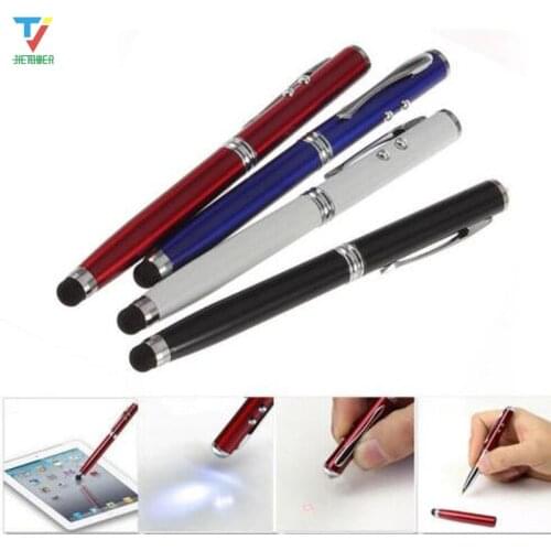 300pcs/lot Durable 4in1 Laser Pointer LED Torch Touch Screen Stylus Ball Pen for Mobilephone for iPad Wholesale wholesale