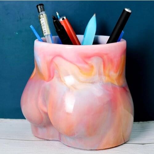 Vase Molds DIY Glue 3D Human Body Hip Shape Storage Box Resin flowerpot mould Sexy Pen Holder Making Handicraft Mould Home Decor
