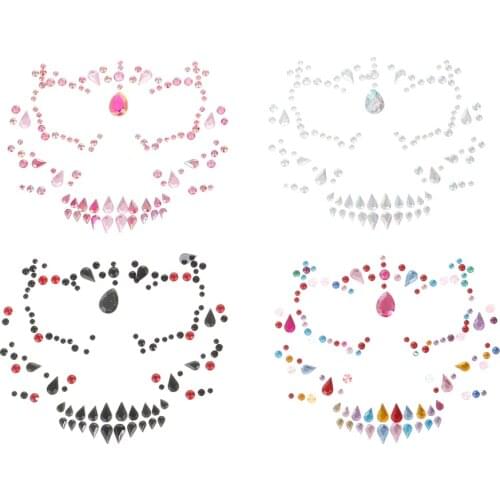 4 Sheets Facial Rhinestones Sticker Glitter Eye Rhinestones Sticker