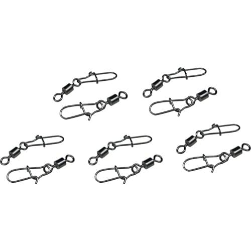 50PCS/Lot Fishing Connector Pin Bearing Rolling Swivel Stainless Steel with Snap Fishhook Lure Tackle