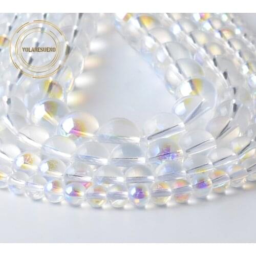AB White Transparent Round Glass Crystal Beads For Jewelry Making Findings DIY Bracelet Charms Accessories 6 8 10 12mm 15 inch