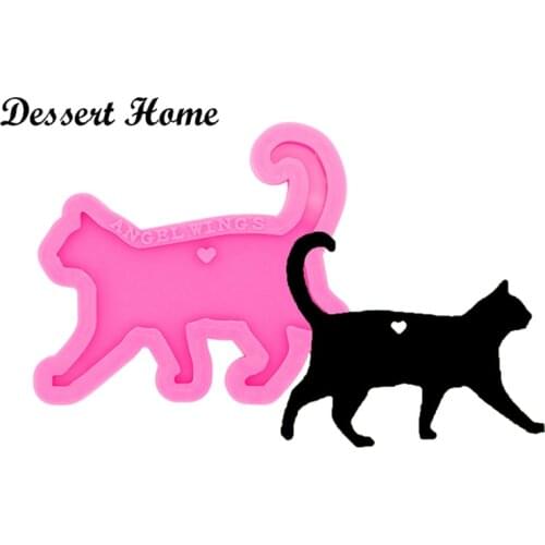 DY0399 Shiny Cat Walking mold craft keychain Mold, Resin Silicone Mould, Molds DIY Resin jewellery making mold