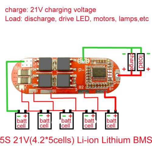 BMS 25A 3S 12.6V 4S 16.8V 5S 21V 18650 Li-ion Lithium Battery Protection Circuit Charging Board Module PCM Polymer Lipo Cell PCB