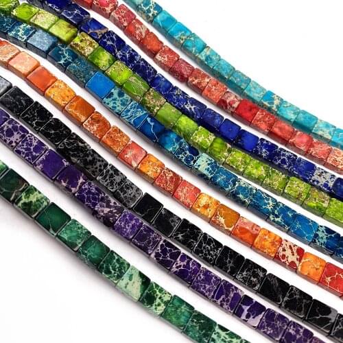 Natural Semi-precious Stone Square Beads 6x6x3mm 66 Stars for Jewelry Making DIY Necklace Bracelet Accessories Gift