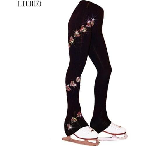 Customized ice skating long pants Figure Skating Pants Girls and ladies adult figure skating pants Color heart-shaped hot drill