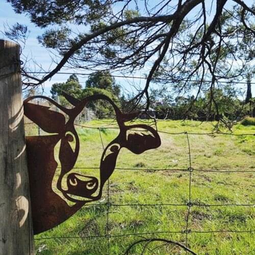 Farm Peeping Animals Metal Art Outdoor Garden Ornaments Wall Pendant Decor