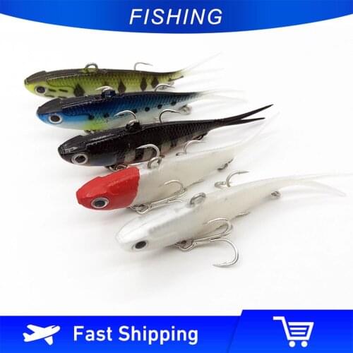ILure 5pcs/lot Soft Fishing Lure VIB 95mm 20g VMC Hook High Quality Soft Bait Bass Lure Fishing Tackle