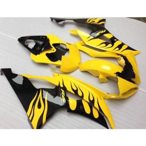 Injection mold Fairing kit for YAMAHA YZFR6 08 09 10 12 15 YZF R6 2008 2009 2012 2015 Black flames yellow Fairings+7gifts YD10