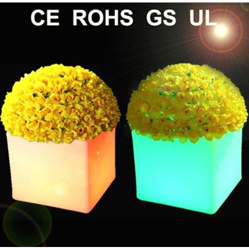 Square 16colours change control by remote Cube LED Pot Planter for home or garden VC-F3838