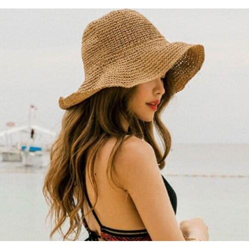 Summer straw hat women big wide brim beach hat sun hat foldable sun block UV protection panama hat bone chapeu feminino