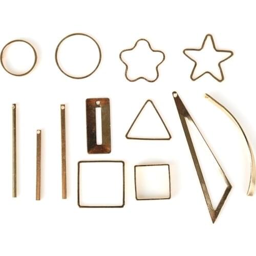 2-20Pcs/Lot Copper Metal Gold Rhodium Mix Size Round Square Geometric Charms Pendant for Jewelry Making Diy Handmade Jewelry