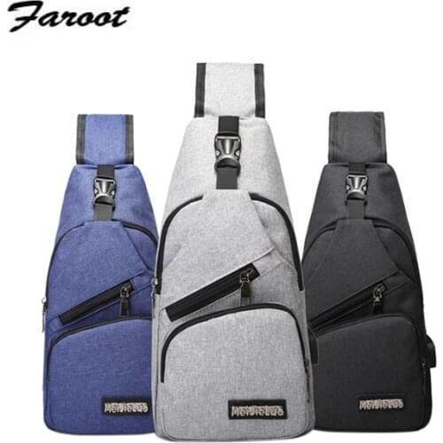 New Product Mens Sling Chest Bag Oxford Cloth Shoulder Bag Outdoor Travel Messenger Bag With USB Charging Port