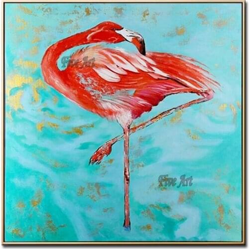 Real Handmade New Red Crane Oil Painting Canvas Art Unframed Latest Animal Paintings Picture Wall Art For Children Room Gift