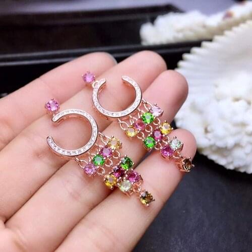 New Arrival Real and Natural Tourmaline Earring Natural And Real 925 sterling silver Tourmaline Earring