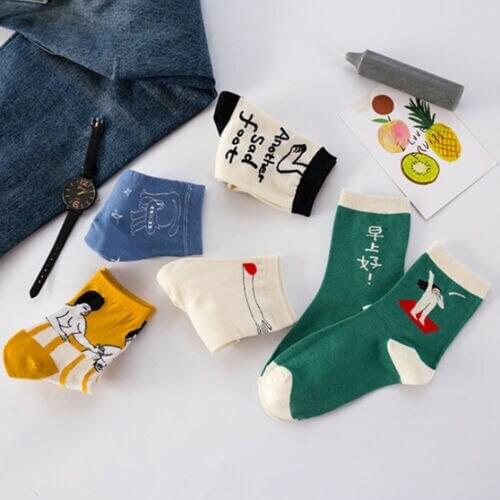2019 Fashion Men Women Cartoon Painting Series Creative Sock Novelty Funny Socks Cotton Socks
