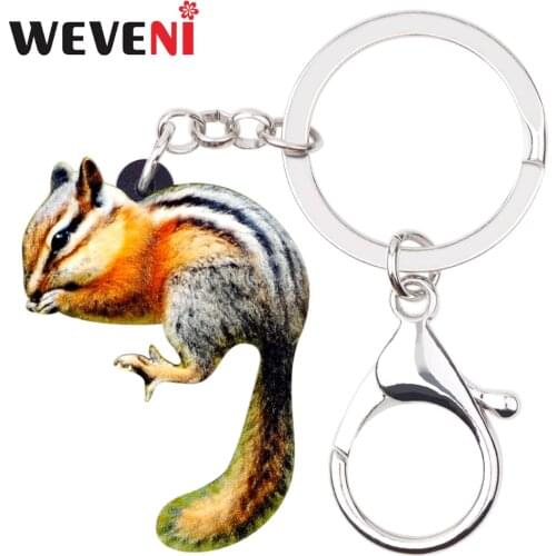 WEVENI Original Acrylic Sweet Chipmunks Chippy Key Chains Keychain Ring Anime Animal Jewelry For Women Girls Holder Car Charms