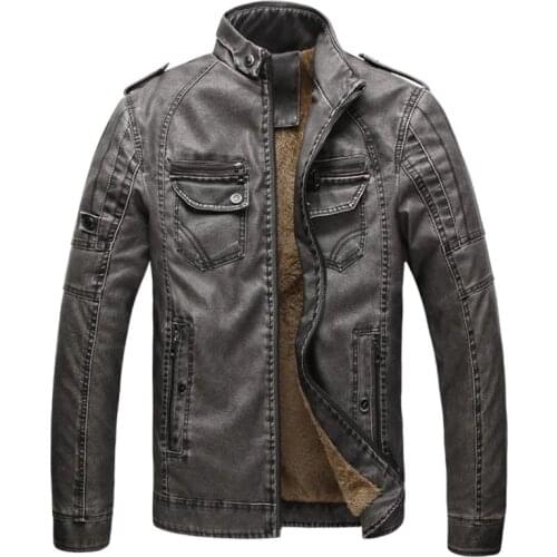 Autumn And Winter Men leather Jacket Warm Plus Velvet Coat Leisure Men Jacket Motorcycle Windproof PU Leather Jacket