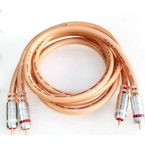 A Pair Silver-plated High Fever Audio Cable Audio Connection Rca Male To Rca Male Red Copper Rca Plug