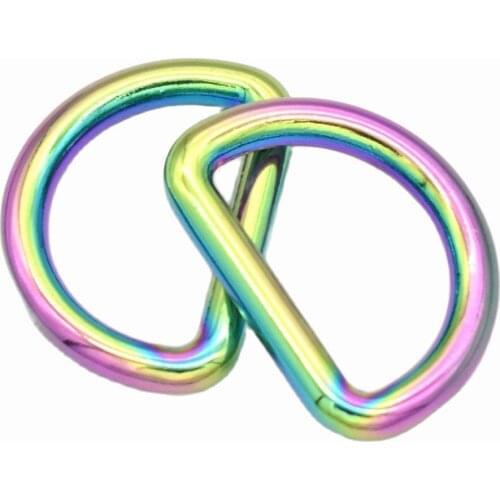 Rainbow D Rings Colorful DEE Buckles Adjuster Buckles Zinc Alloy Adjuster Rings Non-welded D Buckles Slider Leather Craft 20mm