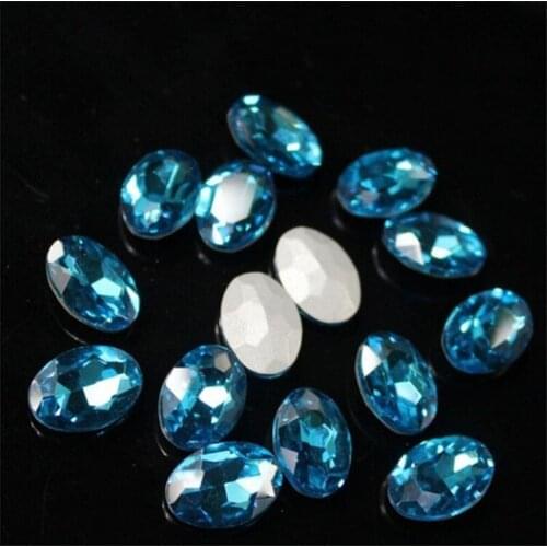 Various Size Aqua Blue Color Oval Shape Hand Craft Pointback Rhinestones Glass DIY Crystal Rhinestone Garment Dress Decoration