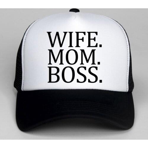 DongKing WIFE MOM BOSS Letters Baseball Cap Drop Ship Trucker Hat For Women Men Unisex Mesh Adjustable Size Black White