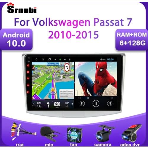Srnubi 2 Din Android 10 Car RadioFor VW Volkswagen Passat 7 B7 2010 - 2015 Multimedia Video Player 4G WIFI RDS GPS DVD Head unit