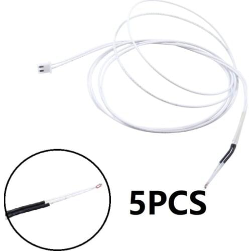MEGA 5PCS 1% 3950 100K NTC Thermistor Single-ended Glass Temp Sensor XH2.54-2P Terminal Resistant 260℃ 1M Cable 3D Printer Parts