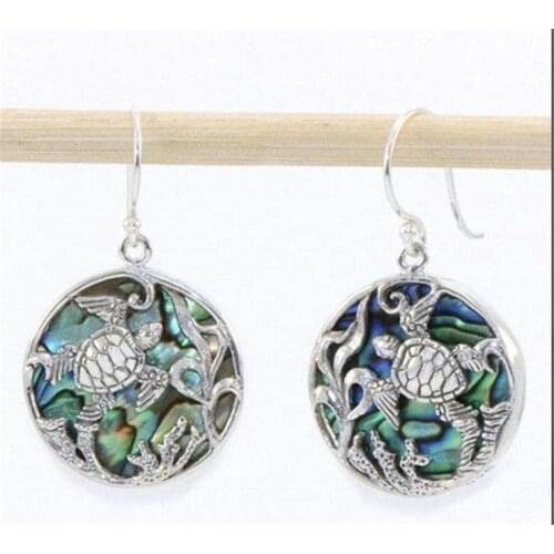 Ocean Style Ear Stuff For Woman Accessories Special Design Sea Turtle Pattern Engraved Silver Color Eardrop Party Jewelry Bijoux