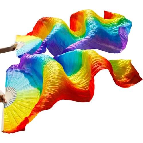 Belly Dance Fans Handmade Dyed Silk Dance Fan Belly Dance Accessories 100% Real Silk/Imitation Silk High Quality Silk Fan 1 Pair