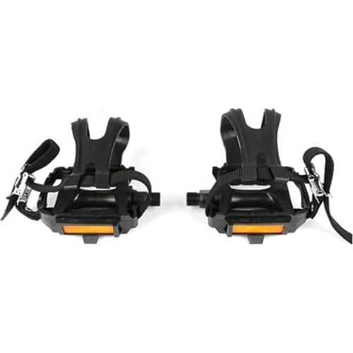 Bike Pedals with Clips and Straps for Outdoor Cycling and Indoor Stationary Bike Spindle Bicycle Multi-Purpose Pedals