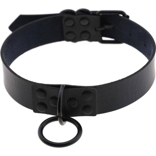 Vintage Black Round Choker Necklace Gothic Punk Leather Necklaces For Women Party Neck Jewelry collar