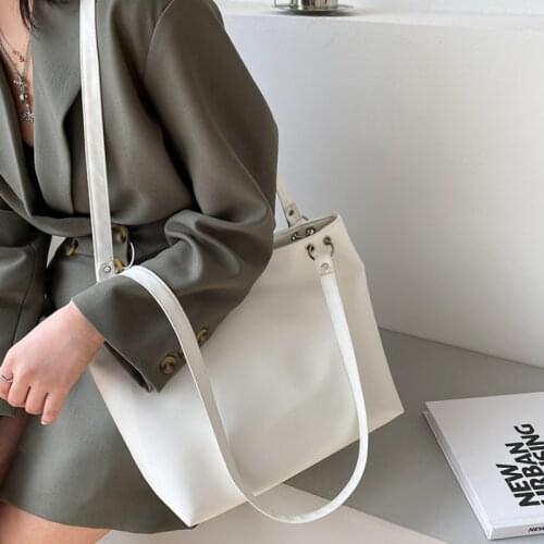 Large Capacity PU Leather Big Shopper Bucket Shoulder Bags for Women 2021 New Fashion Shopping Totes Travel Bags Ladies Handbags