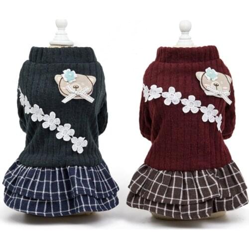 High quality Pet cotton clothes dog winter coat with flower